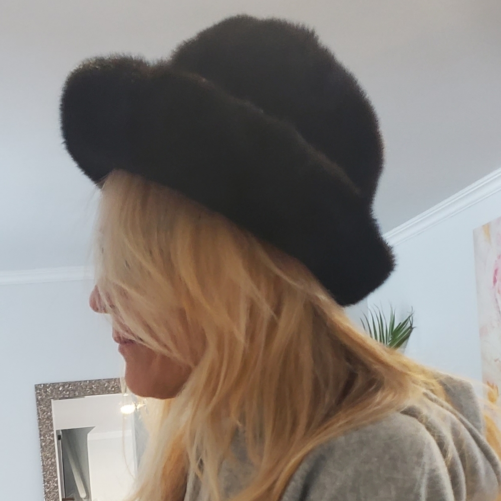 Real Mink Fur Structured Hat